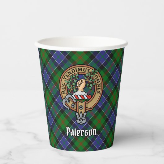 Gobelets En Papier Clan Paterson Crest sur Tartan (Recto)