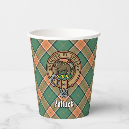 Gobelets En Papier Clan Pollock Crest Cubes en papier (Recto)