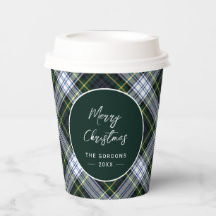 Gobelets En Papier Clan rustique à script vert plaid Gordon Tartan