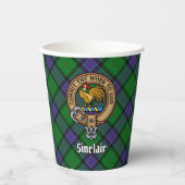 Gobelets En Papier Clan Sinclair Crest sur la chasse Tartan (Recto)
