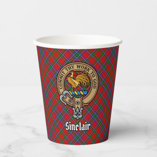 Gobelets En Papier Clan Sinclair Crest sur Tartan (Recto)