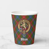 Gobelets En Papier Clan Wilson Crest sur Tartan moderne (Recto)