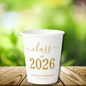 Gobelets En Papier Class of 2026 Modern Gold Script Graduation 