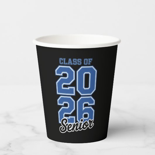 Gobelets En Papier Class Of 2026 Senior Blue Graduation Graduate (Recto)