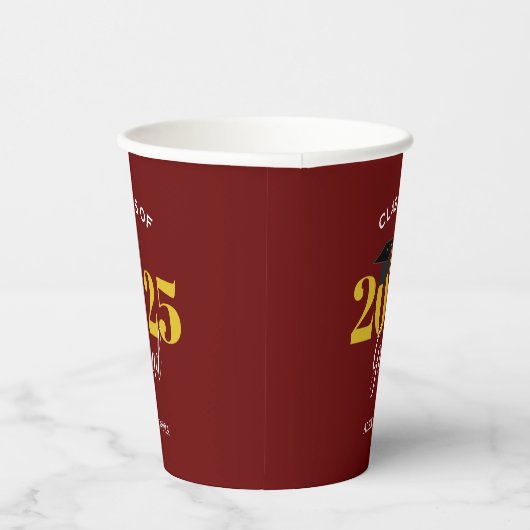 Gobelets En Papier Classe de 2022 Grad Simple Maroon and Gold (Droite)