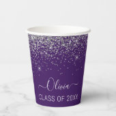 Gobelets En Papier Classe de 2022 Silver Purple Parties scintillant G (Verso)