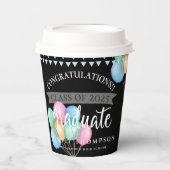 Gobelets En Papier Classe de 2023 Black Félicitations Graduation (Recto)