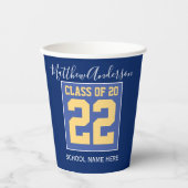 Gobelets En Papier Classe de 2023 Elégant Royal Blue & Gold Graduatio (Recto)
