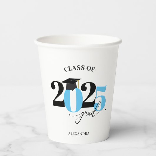 Gobelets En Papier Classe de 2023 Graduate Light BlueModern Tyopgraph (Verso)