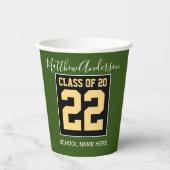 Gobelets En Papier Classe de 2023 Moderne Green Black & Gold Graduati (Recto)