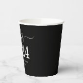 Gobelets En Papier Classe de 2024 Black White Graduation Party (Gauche)