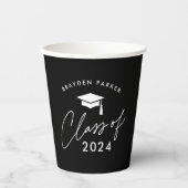 Gobelets En Papier Classe de 2024 Graduation simple (Recto)