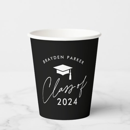 Gobelets En Papier Classe de 2024 Graduation simple (Recto)