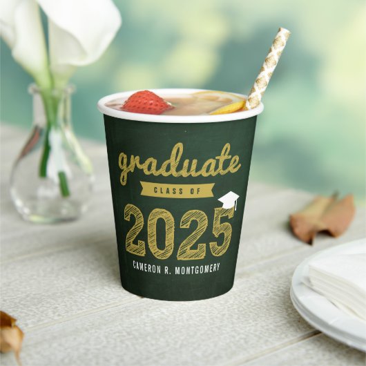 Gobelets En Papier Classe De 2025 Chalkboard Sketch Graduation Party (Insitu)
