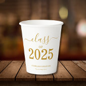 Gobelets En Papier Classe de 2025 Gold Script Graduation