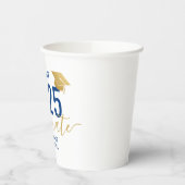Gobelets En Papier Classe de 2025 Moderne Marine Bleu Gold Graduation (Gauche)
