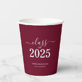 Gobelets En Papier Classe de Burgundy Graduation Party 2025 (Recto)
