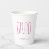 Gobelets En Papier Classe de graduation de 2025 Typographie rose simp (Recto)