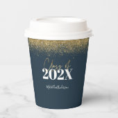 Gobelets En Papier classe de graduation de parties scintillant bleue (Recto)