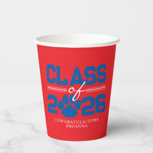 Gobelets En Papier Classe de graduation Red & Blue Pawprint
