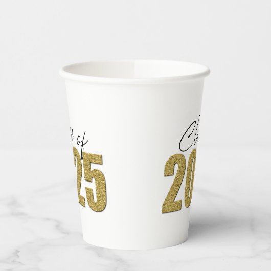 Gobelets En Papier Classe de Parties scintillant d'or de 2025 (Gauche)