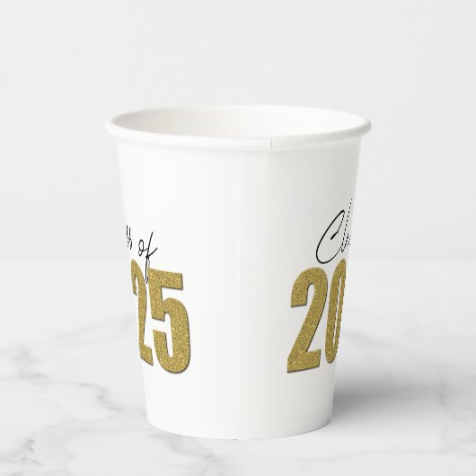 Gobelets En Papier Classe de Parties scintillant d'or de 2025 (Droite)
