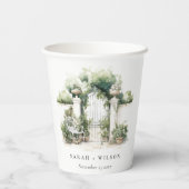 Gobelets En Papier Classé Français Jardin Paysage Mariage d'aquarelle (Verso)