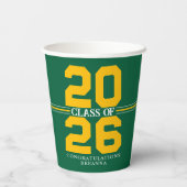 Gobelets En Papier Classe Green & Gold de diplôme personnalisé (Verso)