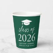 Gobelets En Papier Classe moderne de 2025 Script Green Graduation (Verso)