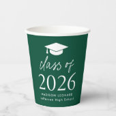 Gobelets En Papier Classe moderne de 2025 Script Green Graduation (Recto)