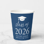 Gobelets En Papier Classe moderne de 2025 Script Marine Graduation (Verso)