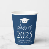 Gobelets En Papier Classe moderne de 2025 Script Marine Graduation (Verso)