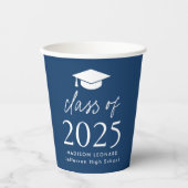 Gobelets En Papier Classe moderne de 2025 Script Marine Graduation (Recto)