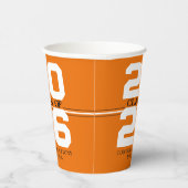 Gobelets En Papier Classe Orange & Blanc de Graduation Personnalisée (Droite)