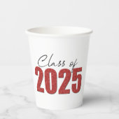 Gobelets En Papier Classe Parties scintillant rouge de 2025 (Recto)