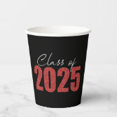 Gobelets En Papier Classe Parties scintillant rouge de 2025 (Recto)