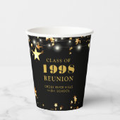 Gobelets En Papier Classe Reunion Black Gold Stars Personnalisé (Recto)