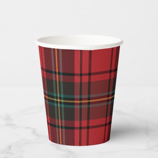 Gobelets En Papier Classic Elegant Rouge Tartan Noël (Droite)