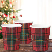 Gobelets En Papier Classic Elegant Rouge Tartan Noël