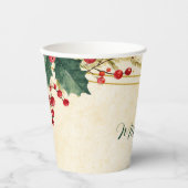 Gobelets En Papier Classic Holly Berry fête de Noël (Recto)