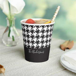Gobelets En Papier Classic moderne noir et blanc Houndstooth