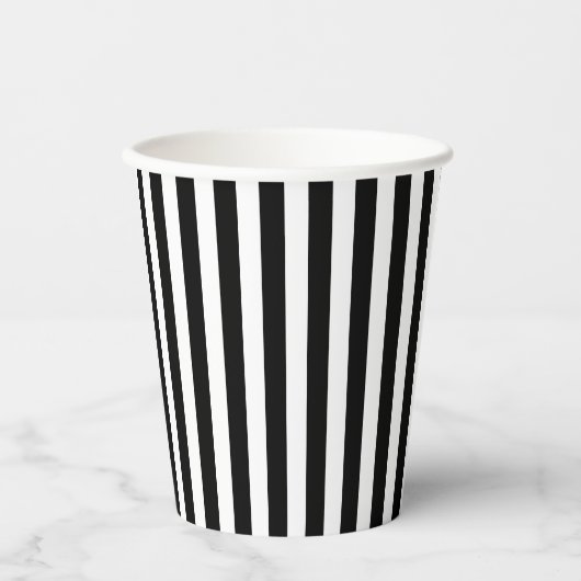 Gobelets En Papier Classic moderne noir et blanc Vertical strié (Recto)