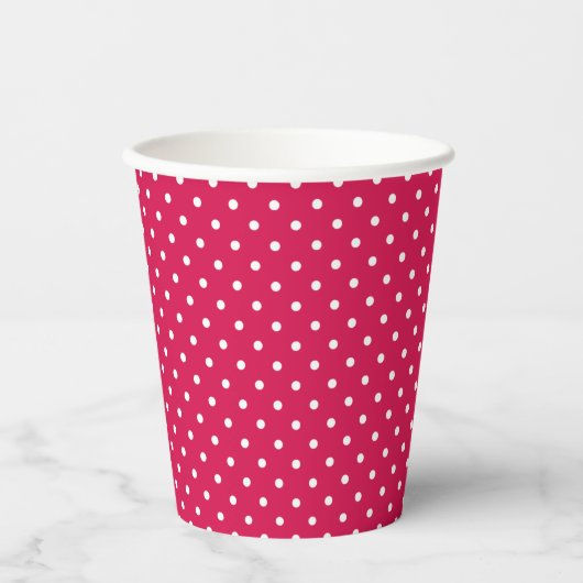 Gobelets En Papier Classic Polka Dot White - Raspberry Red (Recto)
