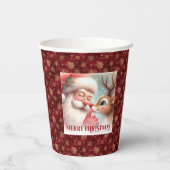 Gobelets En Papier Classic Santa and Rudolph Cute Festive Christmas (Verso)