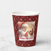 Gobelets En Papier Classic Santa Rudolph Funny Cartoon Christmas Cups (Verso)