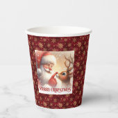 Gobelets En Papier Classic Santa Rudolph Funny Cartoon Christmas Cups (Recto)