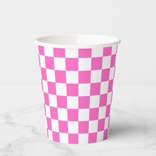 Gobelets En Papier Classic visual pink checkerboard  (Gauche)
