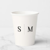 Gobelets En Papier Classique Monogramme Blanc Cassé (Recto)