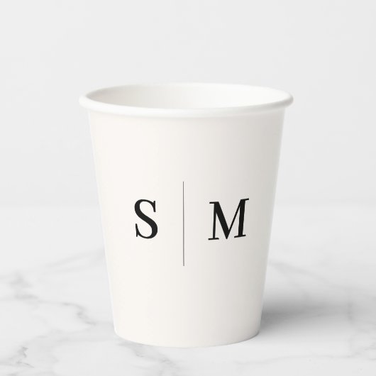 Gobelets En Papier Classique Monogramme Blanc Cassé (Recto)