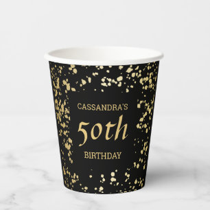 Gobelets En Papier Classy Egypt Gold arrose noir Anniversaire
